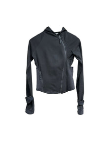 HYEIN SEO - Hooded Asymmetric Zip Top - AW25 - BLACK